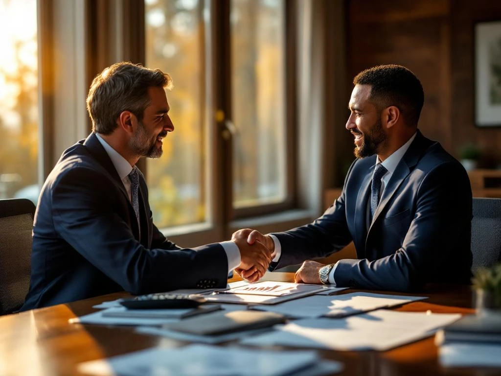 Financieel adviseur toont stijgende grafieken op tablet aan cliënt tijdens zakelijke vergadering op kantoor